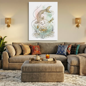 Golden Koi Pond — golden koi pond sq az livingroom 1port flush print