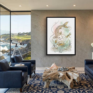 Golden Koi Pond — golden koi pond sq coastal views 1port framed black