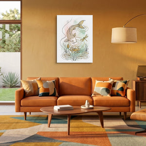 Golden Koi Pond — golden koi pond sq orange room 2 1port flush print