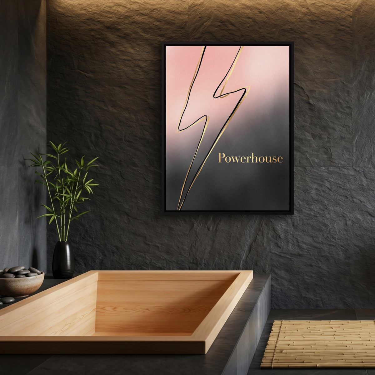 Golden Lightning Powerhouse — golden lightning powerhouse sq bamboo bathroom 1port framed black