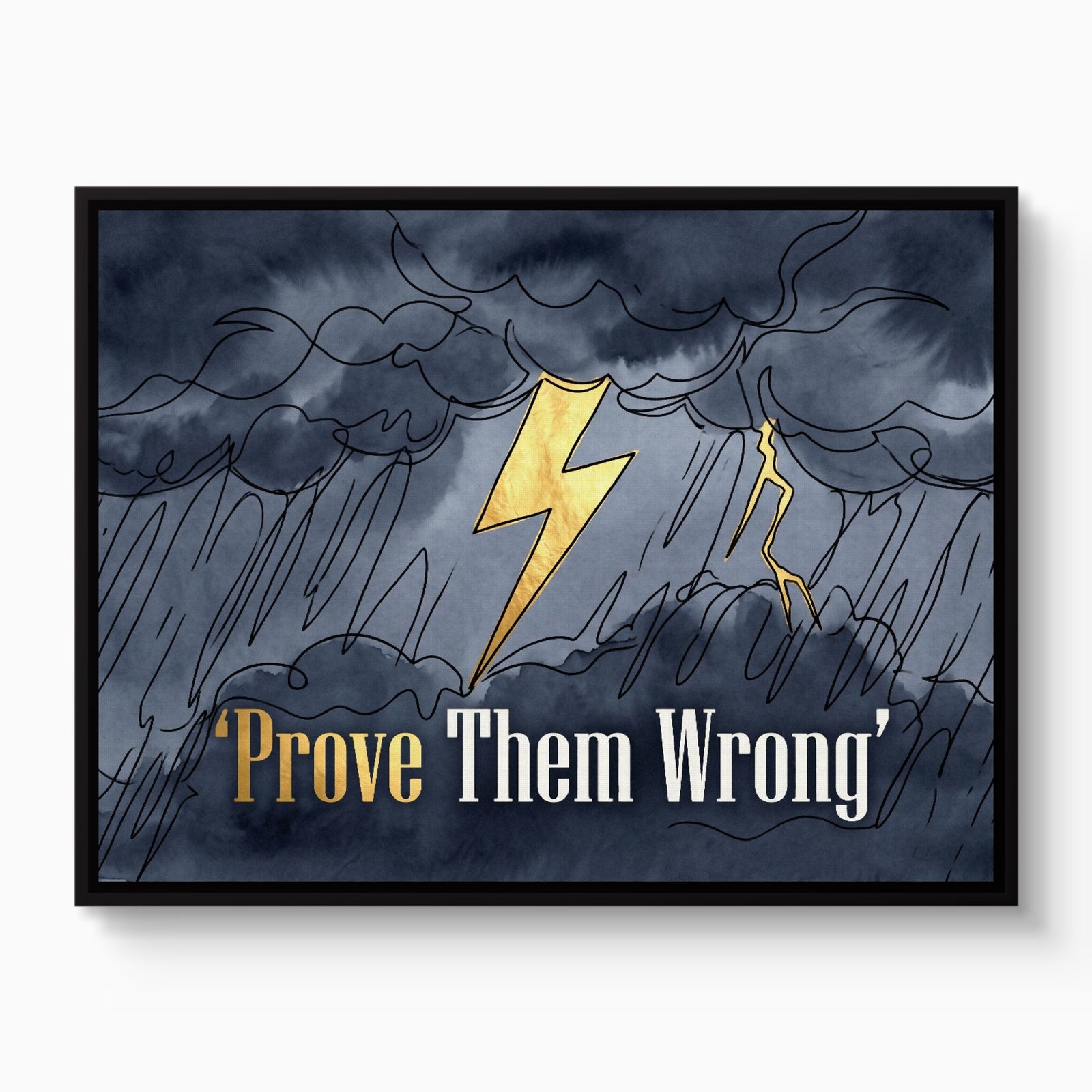 Golden Lightning Storm — golden lightning storm white studio framed black
