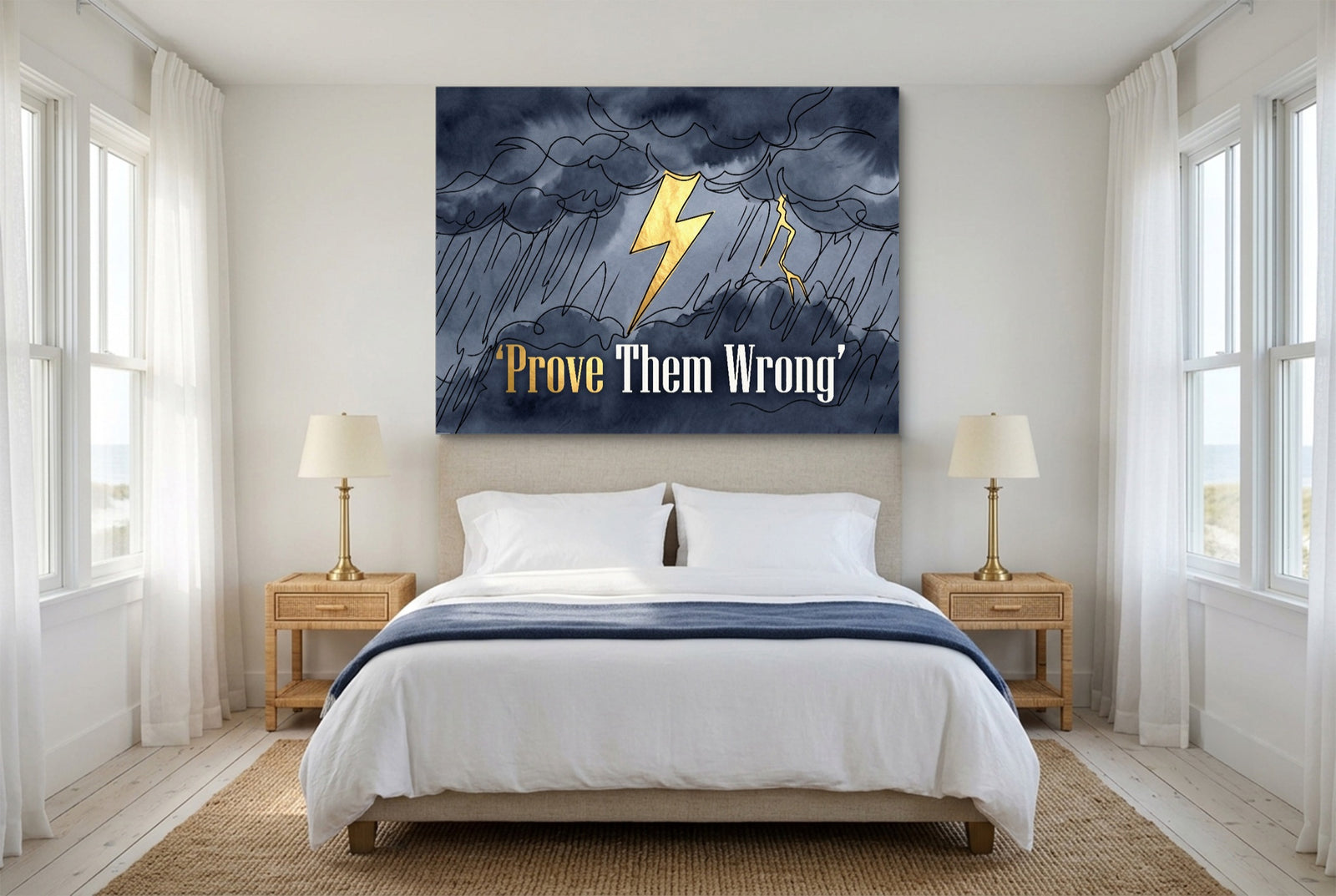 Golden Lightning Storm — golden lightning storm white studio framed black