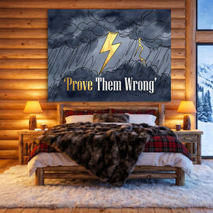 Golden Lightning Storm — golden lightning storm sq cozy cabin 1land flush print