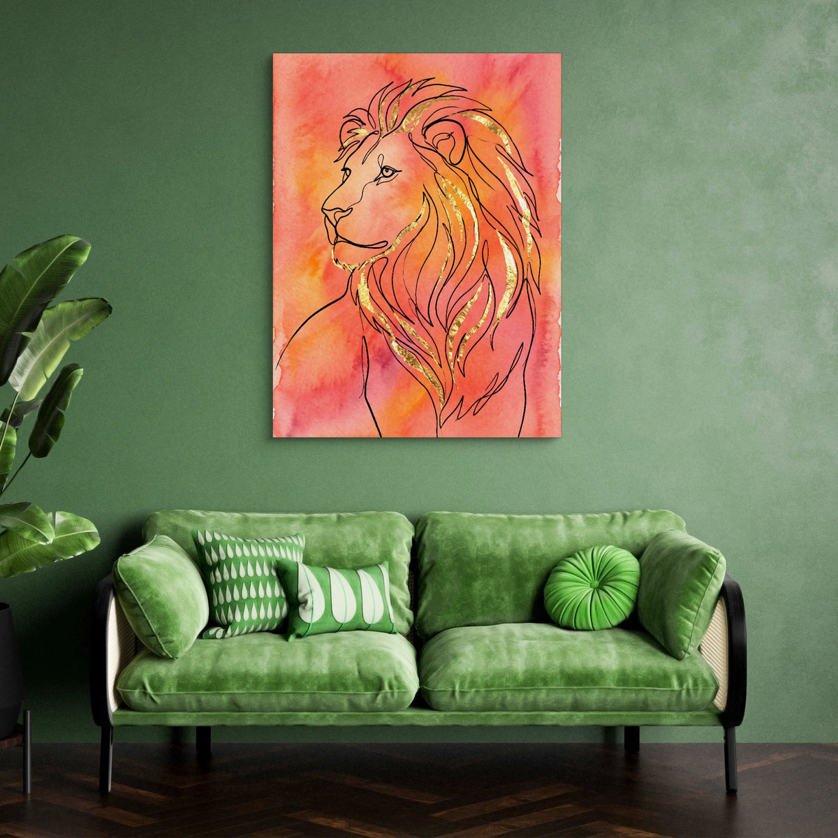 Golden Lion Mane — golden lion mane sq green couch 1port flush print