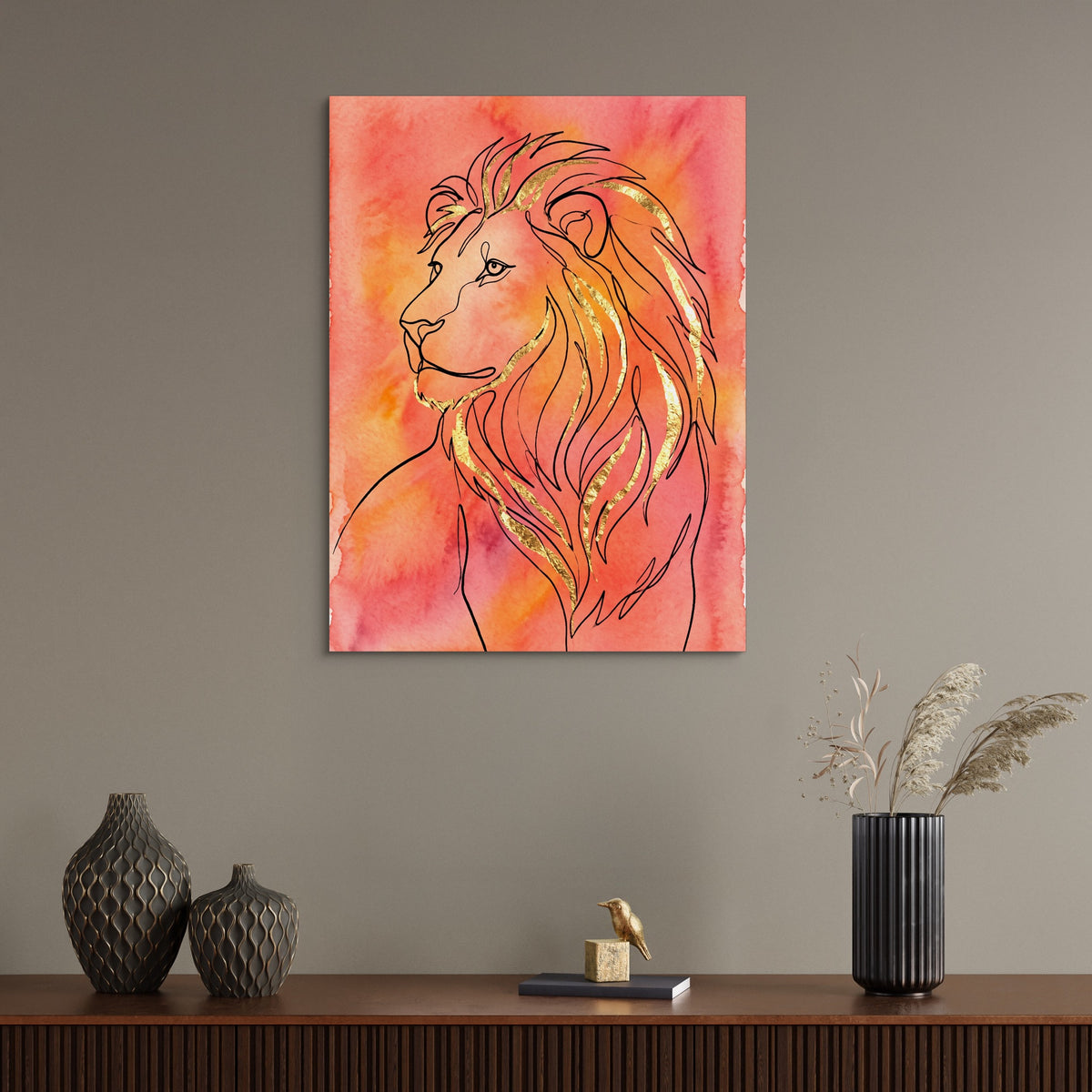 Golden Lion Mane — golden lion mane sq wall desk bird 1port flush print