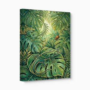 Golden Lizard Jungle — golden lizard jungle angled flush print