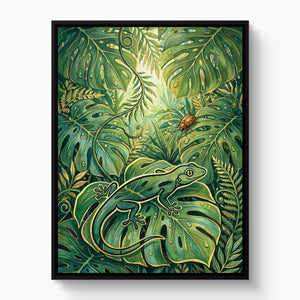 Golden Lizard Jungle — golden lizard jungle white studio framed black