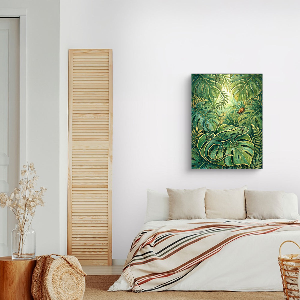 Golden Lizard Jungle — golden lizard jungle sq land nice bedroom 1port flush print