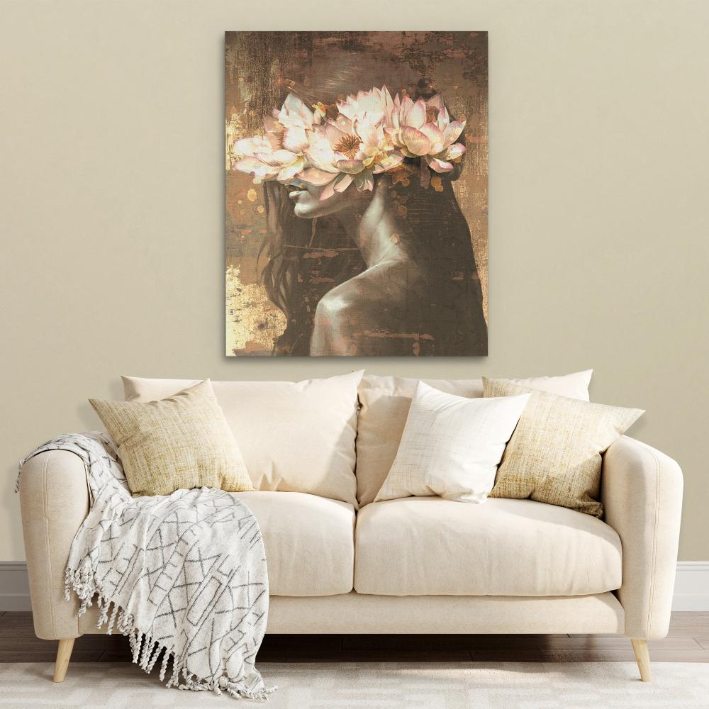 Golden Lotus Maiden - Luxury Wall Art