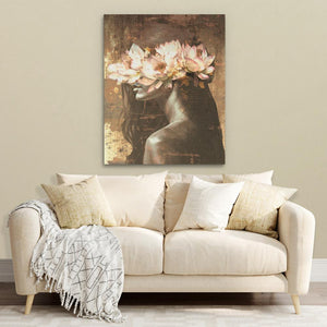 Golden Lotus Maiden - Luxury Wall Art