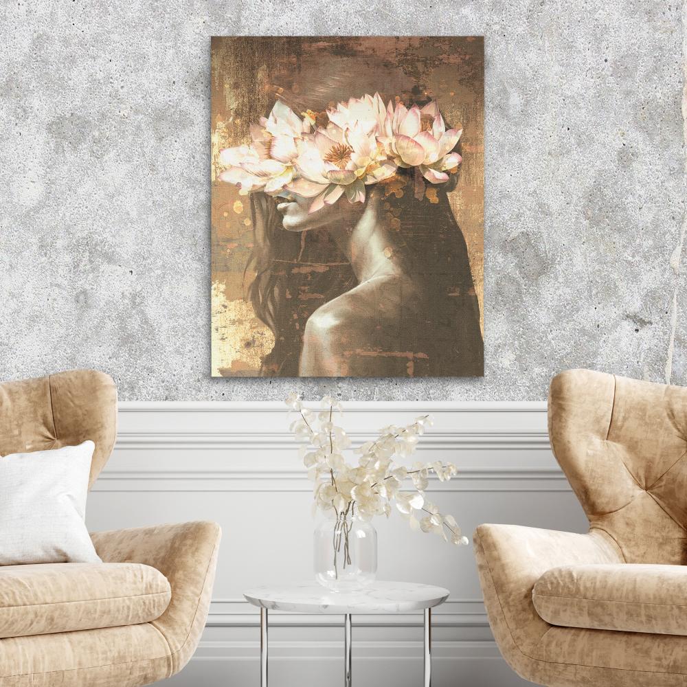 Golden Lotus Maiden - Luxury Wall Art