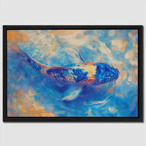 Golden Mask Koi - Entryway Art for Bathroom