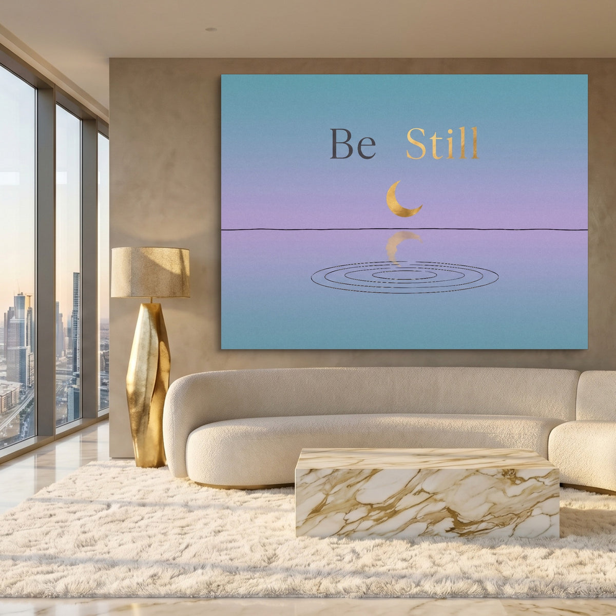 Golden Moon Reflection — golden moon reflection sq white gold lux 1land flush print