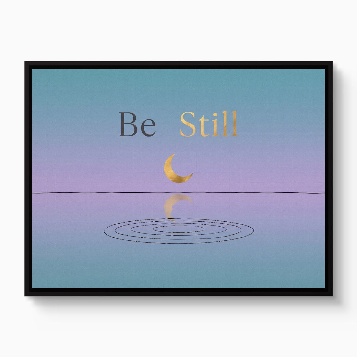 Golden Moon Reflection — golden moon reflection white studio framed black