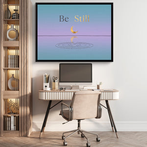 Golden Moon Reflection — golden moon reflection sq beige office 1land framed black