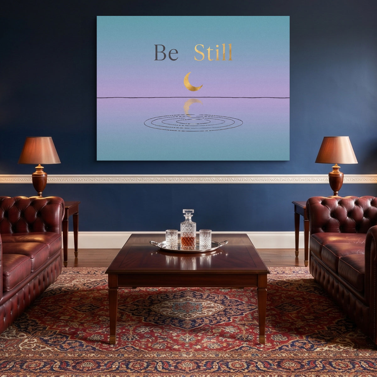 Golden Moon Reflection — golden moon reflection sq lounge wall 1land flush print