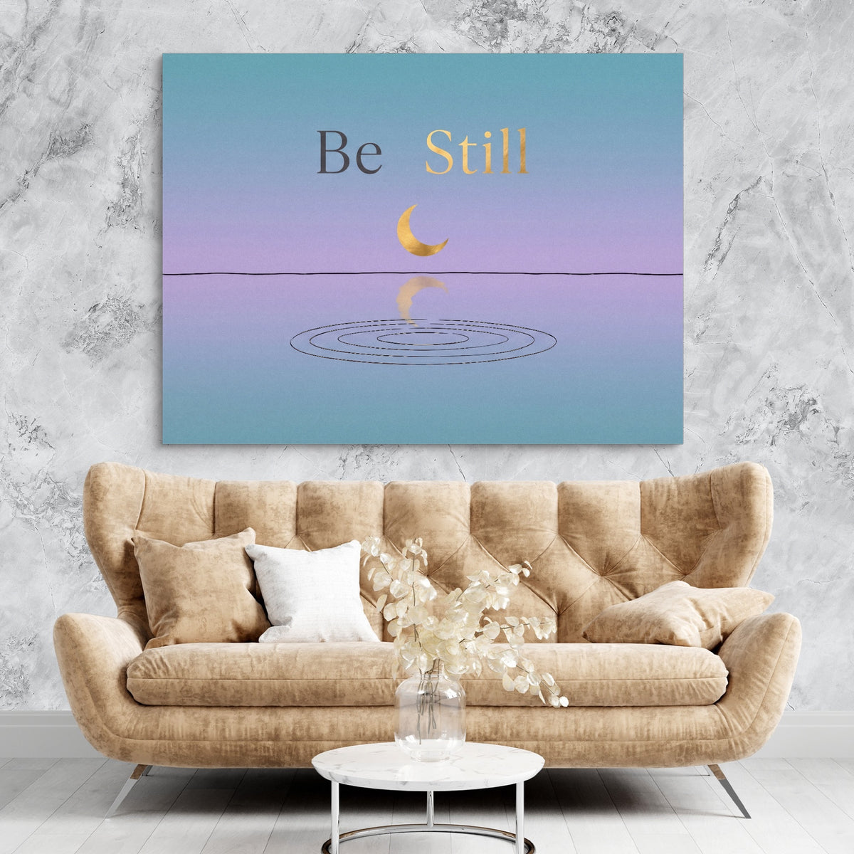 Golden Moon Reflection — golden moon reflection sq nicer couch granite wall 1land flush print