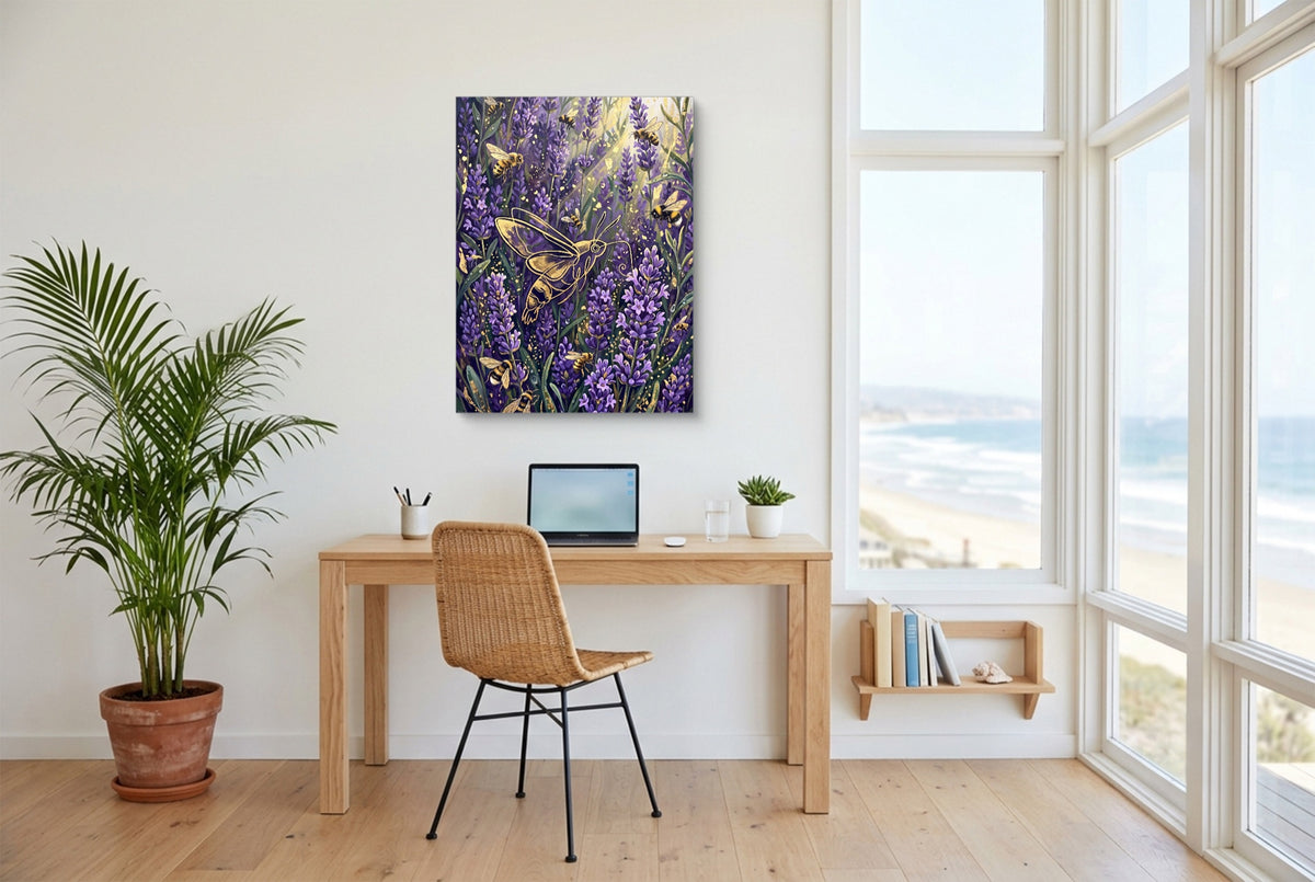 Golden Moth Lavender — golden moth lavender office space with desk chair 1port flush print