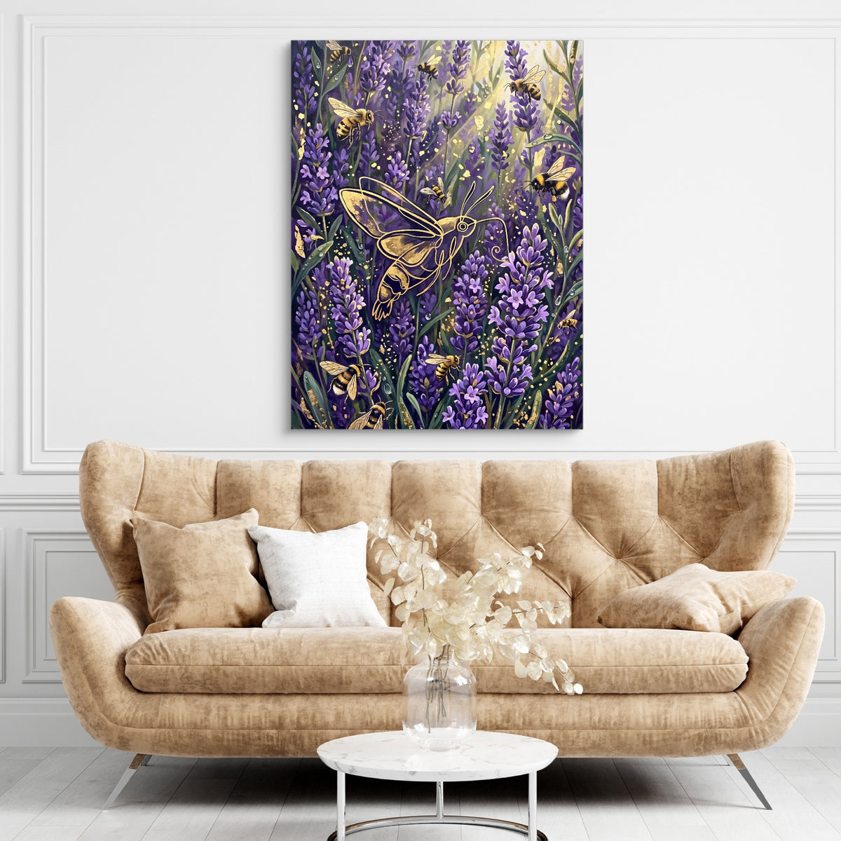 Golden Moth Lavender — golden moth lavender sq brown living room 1port flush print
