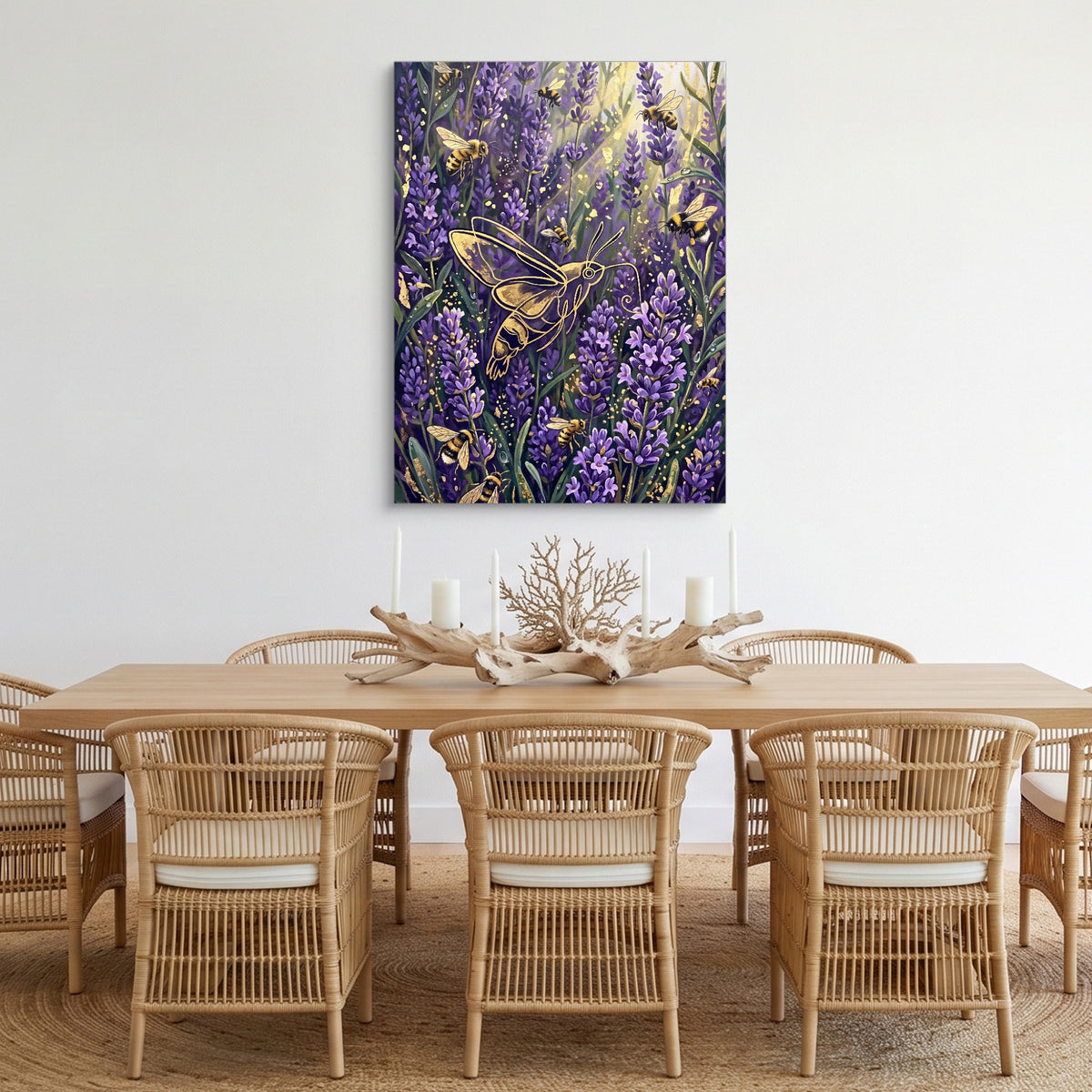 Golden Moth Lavender — golden moth lavender sq cozy dining room 1port flush print