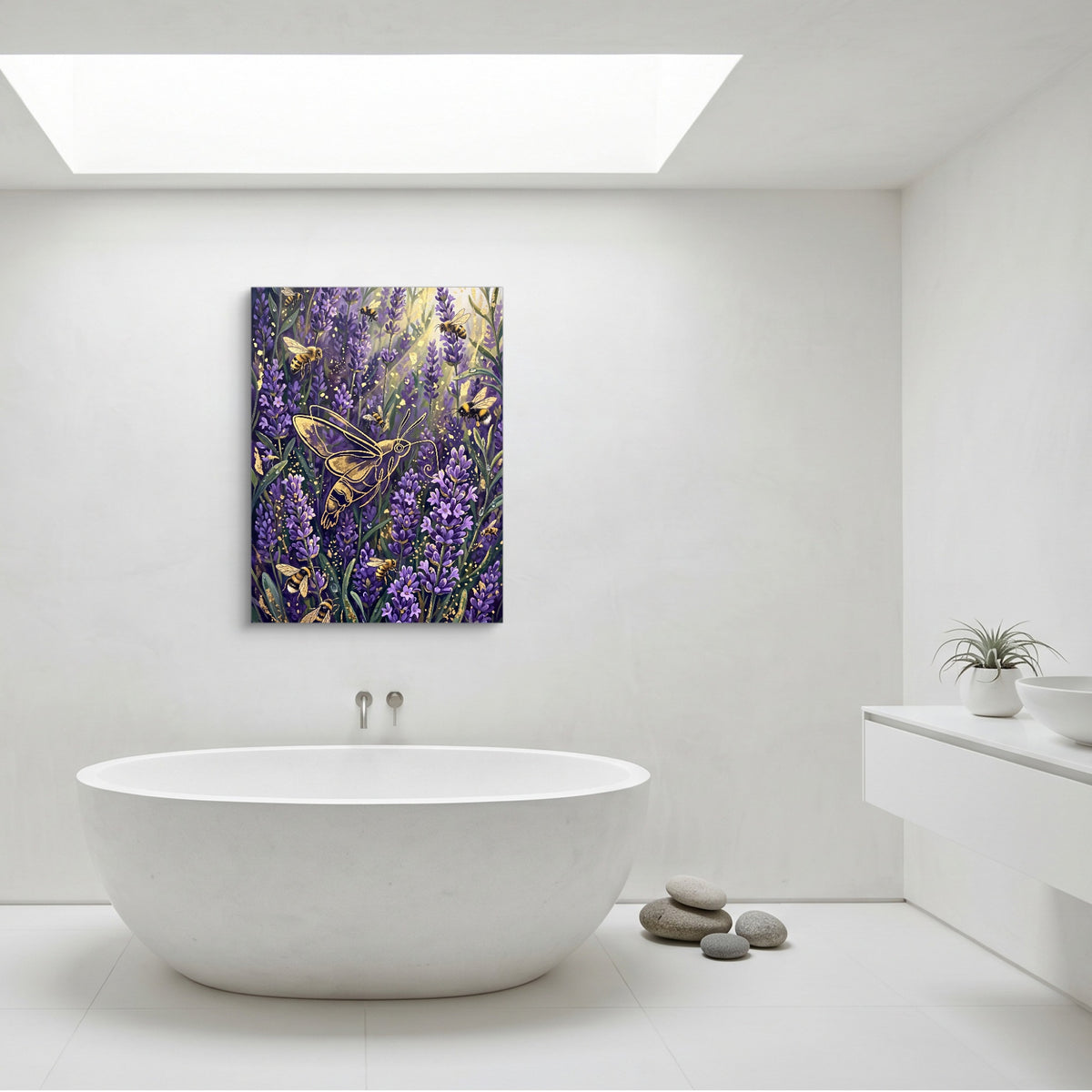 Golden Moth Lavender — golden moth lavender sq minimalist bathroom 1port flush print