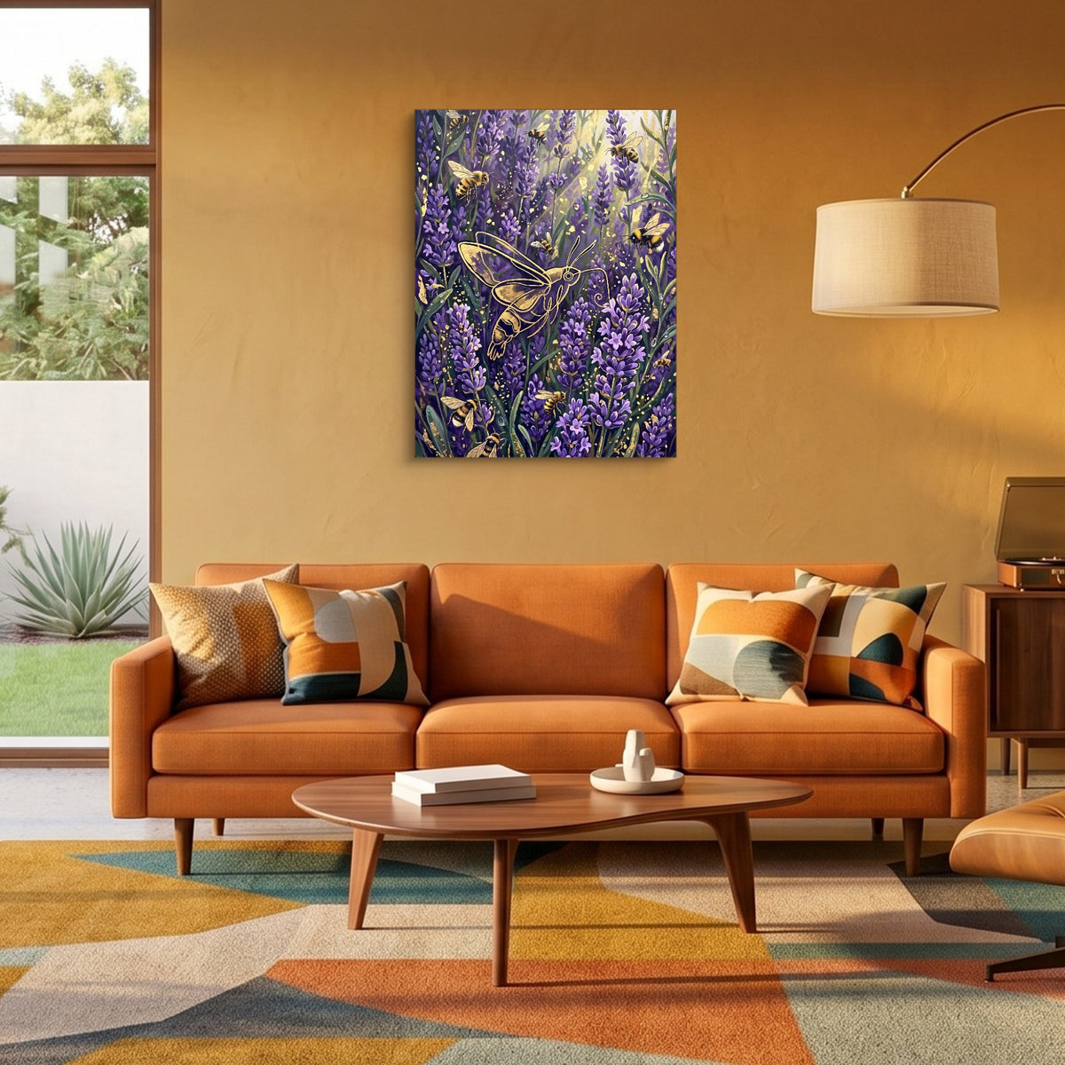 Golden Moth Lavender — golden moth lavender sq orange room 2 1port flush print