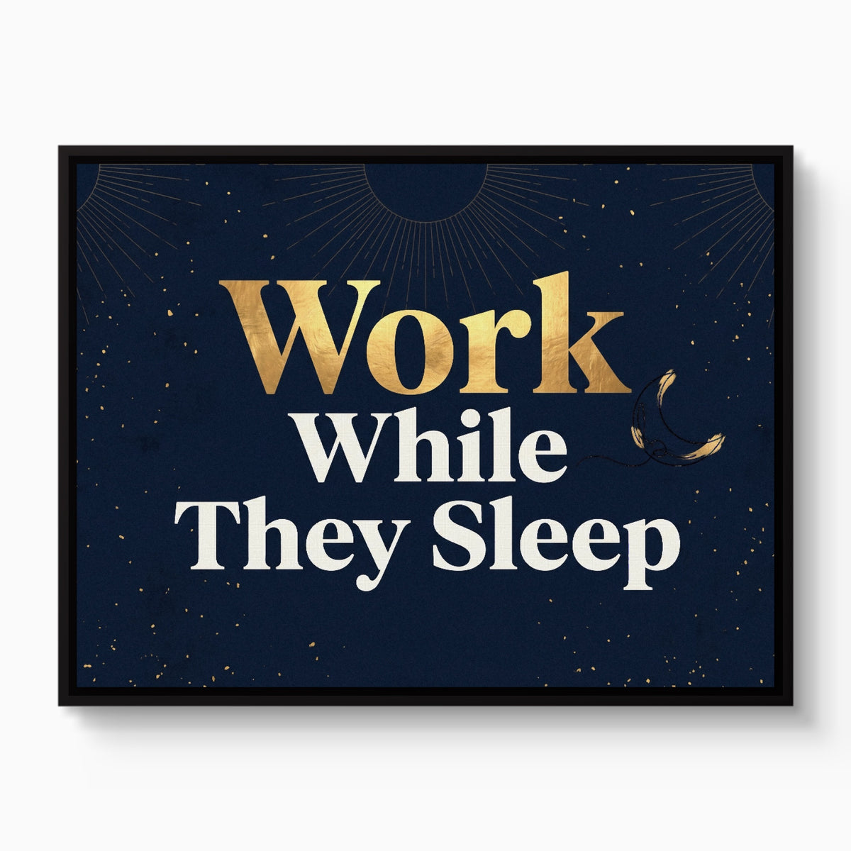 Golden Night Work — golden night work white studio framed black