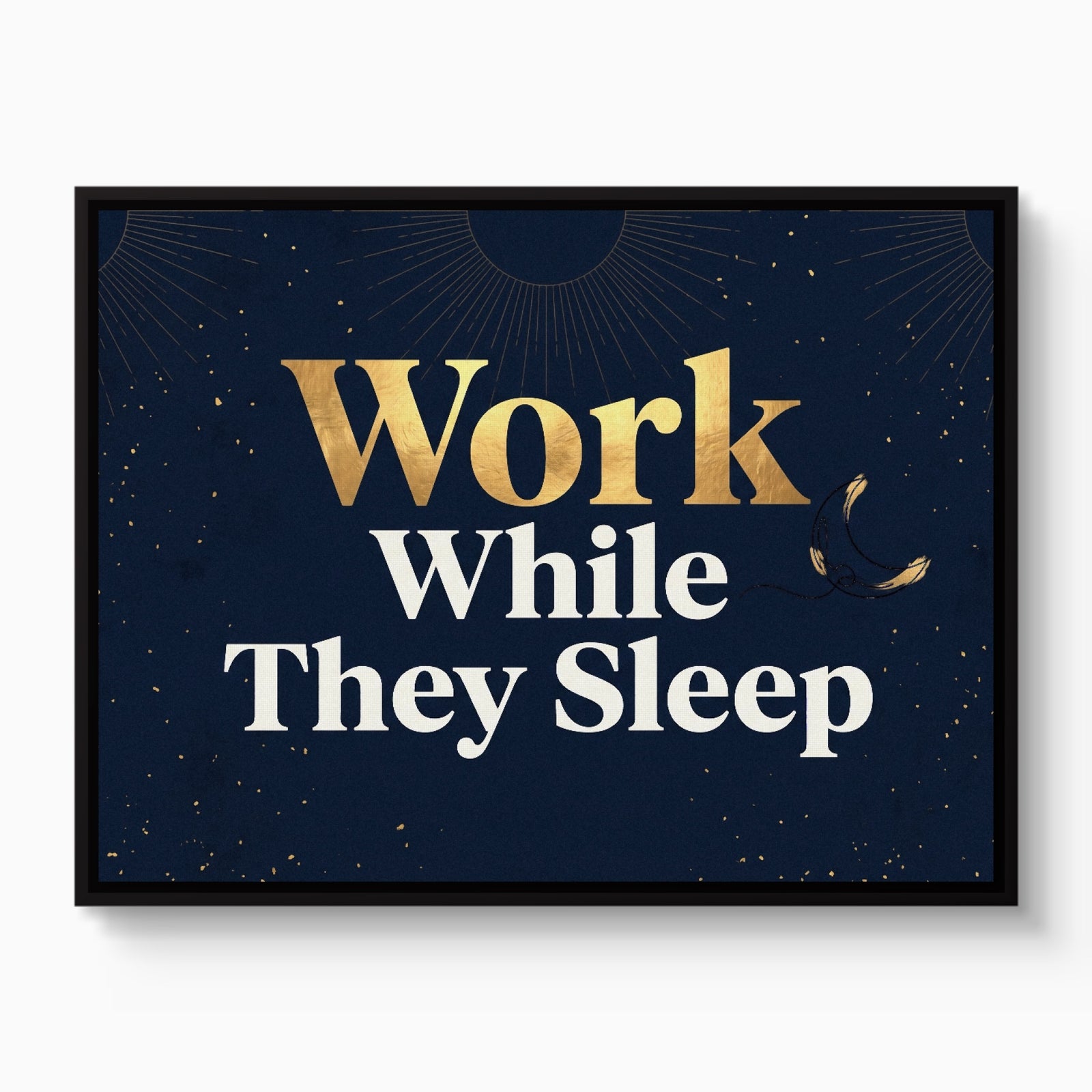 Golden Night Work — golden night work white studio framed black