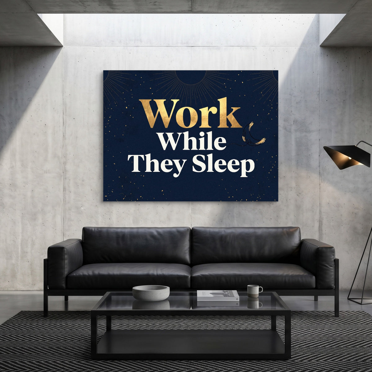 Golden Night Work — golden night work sq grey luxury 1land flush print