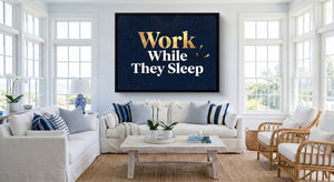 Golden Night Work — golden night work white living room 1land framed black