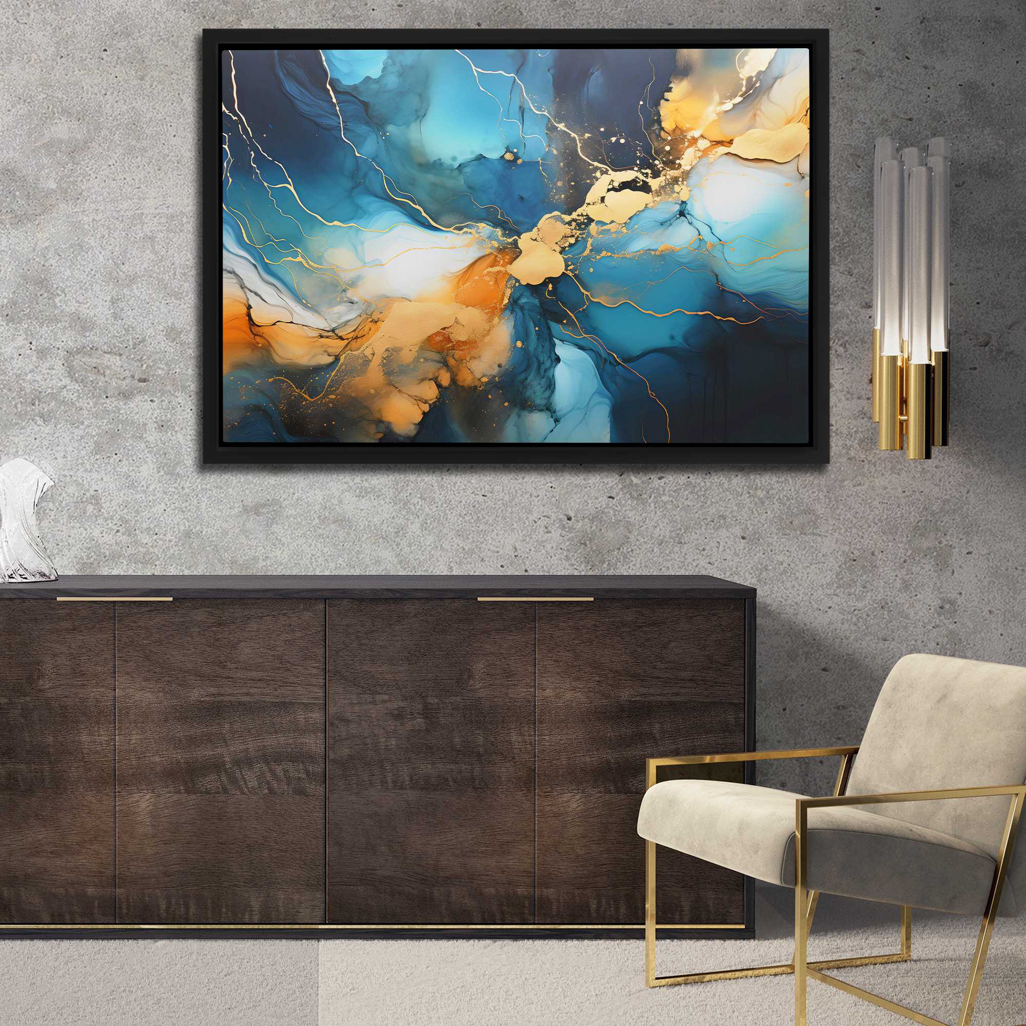 Golden Noir Echo - Luxury Wall Art