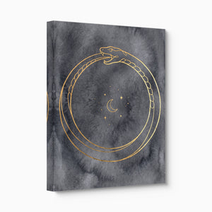 Golden Ouroboros Night — golden ouroboros night angled flush print
