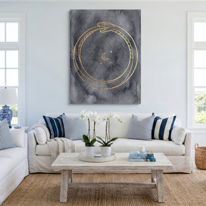 Golden Ouroboros Night — golden ouroboros night sq cute livingroom 1port flush print