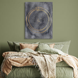 Golden Ouroboros Night — golden ouroboros night sq green bedroom 1port flush print
