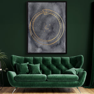Golden Ouroboros Night — golden ouroboros night sq green room 2 1port framed black