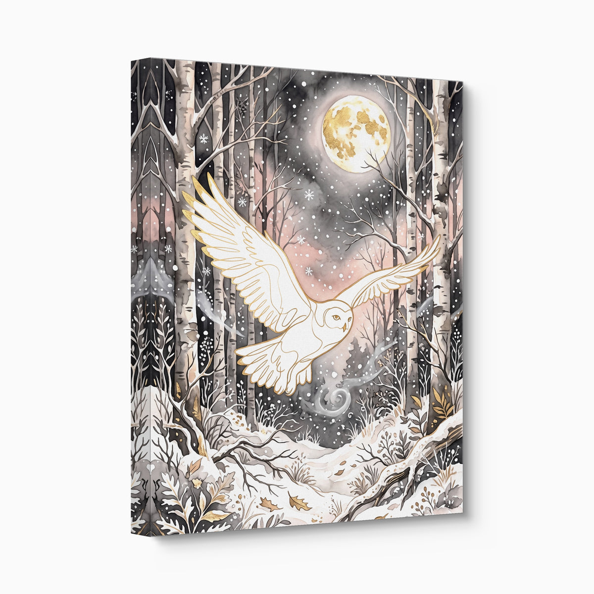 Golden Owl Flight — golden owl flight angled flush print
