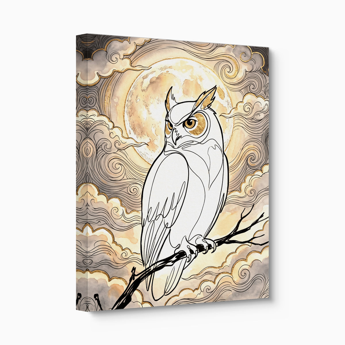 Golden Owl Moonlight — golden owl moonlight angled flush print
