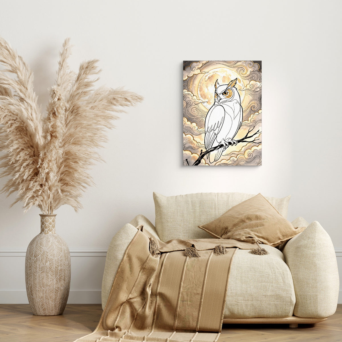Golden Owl Moonlight — golden owl moonlight sq beige couch 1port flush print