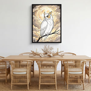 Golden Owl Moonlight — golden owl moonlight sq cozy dining room 1port framed black