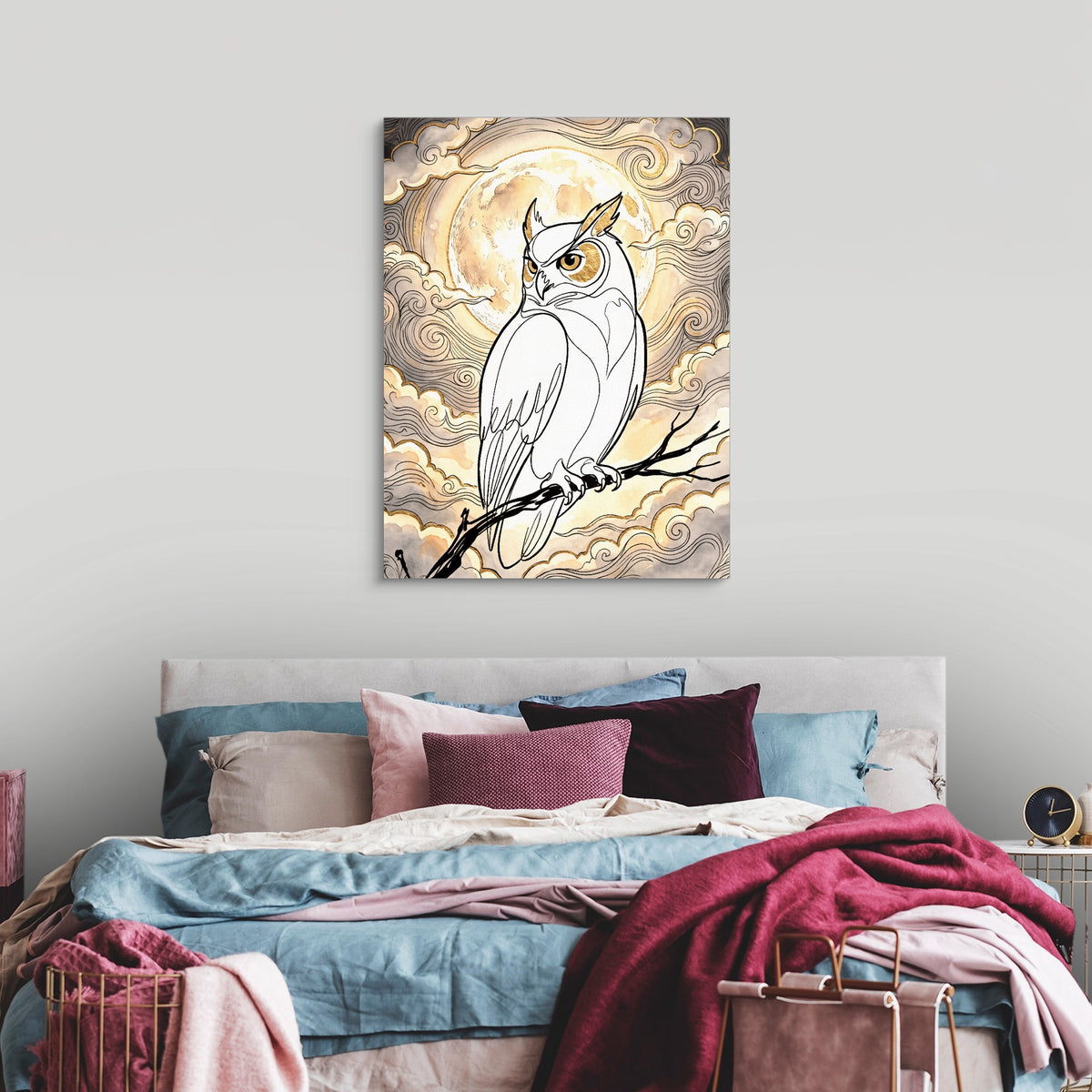 Golden Owl Moonlight — golden owl moonlight sq luxury bedroom 1port flush print