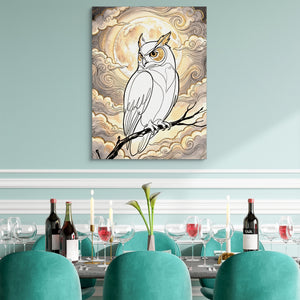 Golden Owl Moonlight — golden owl moonlight sq teal dining room 1port flush print