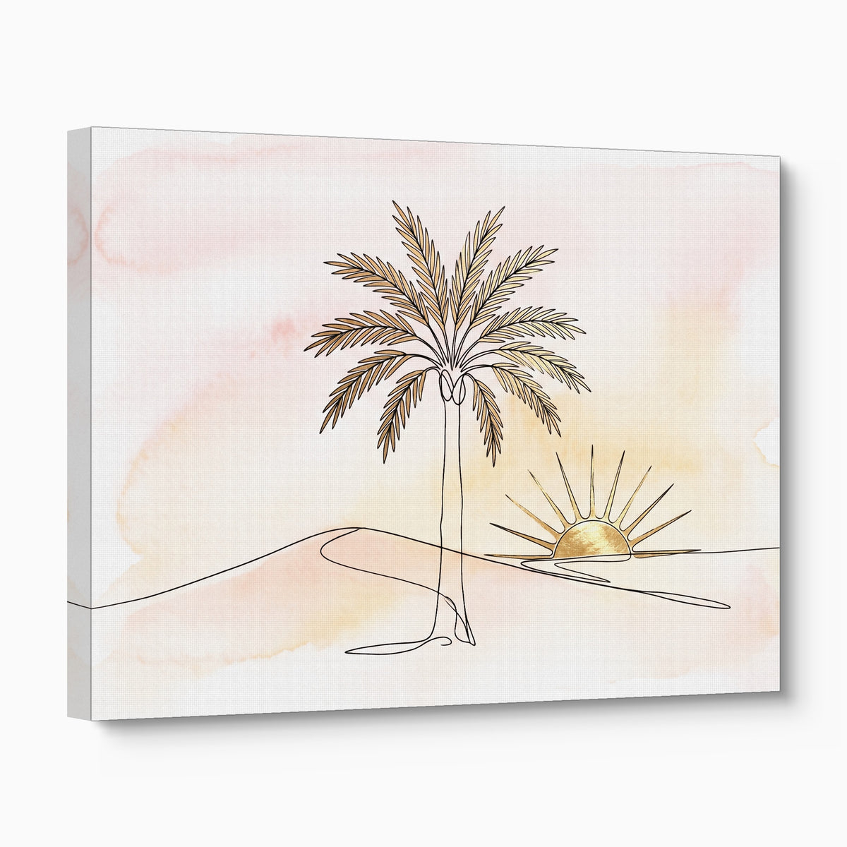Golden Palm Sunset — golden palm sunset angled flush print