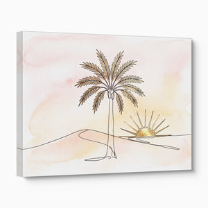 Golden Palm Sunset — golden palm sunset angled flush print