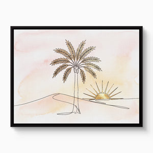 Golden Palm Sunset — golden palm sunset white studio framed black