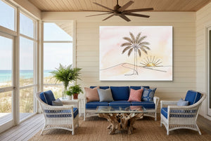 Golden Palm Sunset — golden palm sunset living room with couch 2 1land flush print