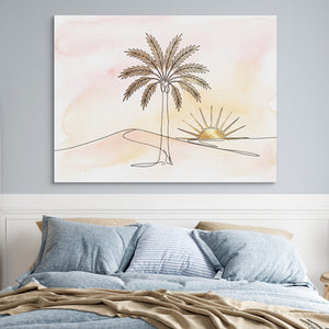 Golden Palm Sunset — golden palm sunset sq blue bedroom 1land flush print