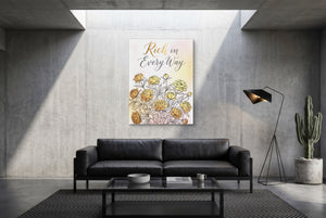 Golden Peonies Bloom — golden peonies bloom modern minimalist living room 1port flush print
