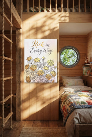 Golden Peonies Bloom — golden peonies bloom p bedroom with loft area 1port flush print