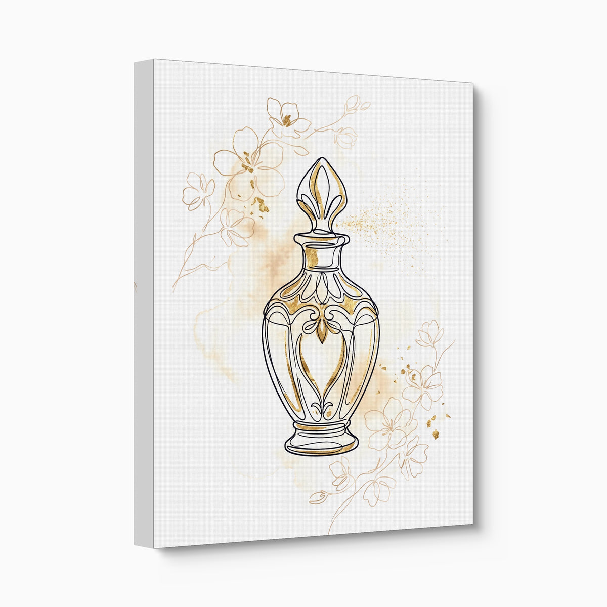 Golden Perfume Bottle — golden perfume bottle angled flush print