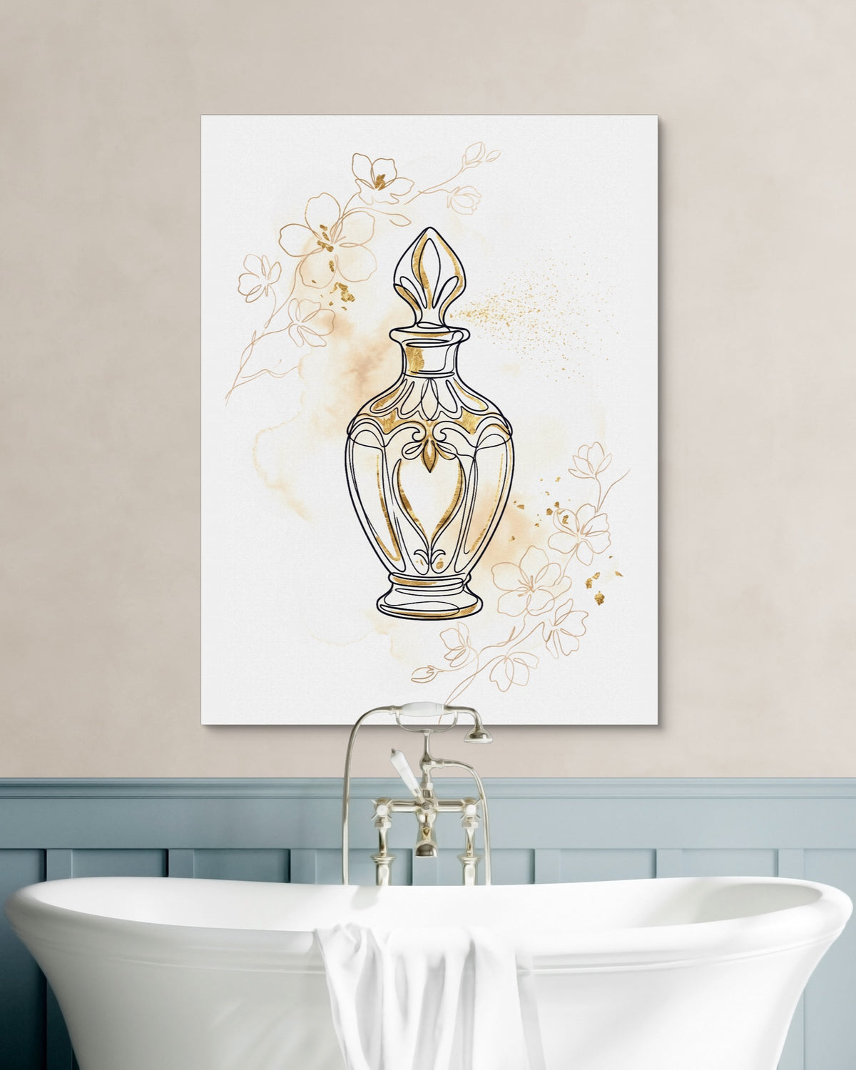 Golden Perfume Bottle — golden perfume bottle psd white wall green bath 1port flush print